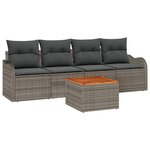 vidaXL Ensemble de canapé de jardin 5 Pièces Gris Poly rotin