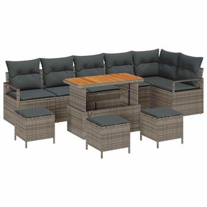 vidaXL Ensemble de canapé de jardin 10 Pièces Gris Poly rotin