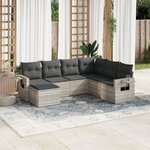 vidaXL Salon de jardin avec coussins 7 Pièces gris clair résine tressée
