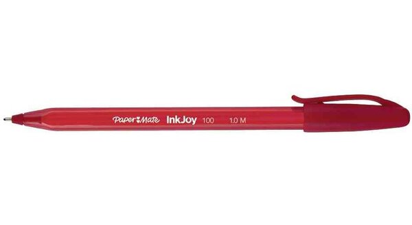 Stylo bille InkJoy 100 Triangulaire à capuchon Pointe Moyenne Rouge x 50 Paper Mate