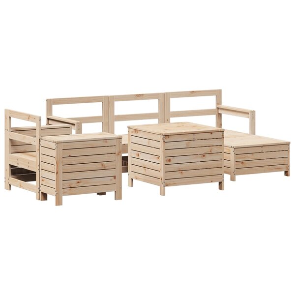 vidaXL Salon de jardin 7 Pièces bois de pin massif