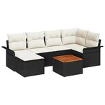 vidaXL Ensemble de canapé de jardin avec coussin 7 Pièces Noir  Crème