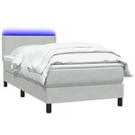 vidaXL Sommier à lattes de lit et matelas et LED gris clair 90x220 cm velours