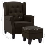 vidaXL Fauteuil avec repose-pied Marron foncé Tissu
