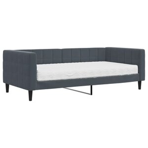 vidaXL Lit de jour avec matelas gris foncé 90x190 cm velours