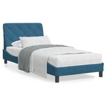 vidaXL Cadre de lit avec tête de lit bleu 90x200 cm velours