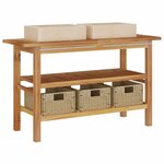 vidaXL Armoire de salle de bain et lavabos en marbre crème Teck massif