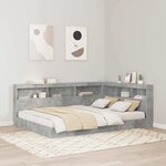 vidaXL Lit Bibliothèque Gris béton 160 x 200 cm Bois d'ingénierie
