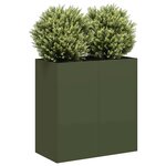 vidaXL Jardinière vert olive 80x40x80 cm acier laminé à froid