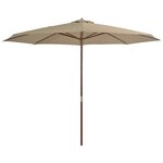 vidaXL Parasol d'extérieur avec mât en bois 350 cm Taupe