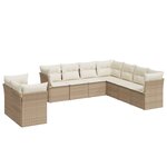 vidaXL Salon de jardin avec coussins 9 Pièces beige résine tressée