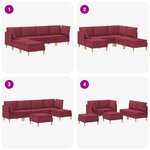 vidaXL Canapé modulaire avec rangement 6 Pièces Bordeaux Tissu