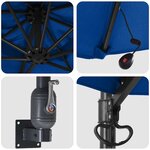 vidaXL Parasol de jardin Bleu et Noir 248 x 248 x 148 cm