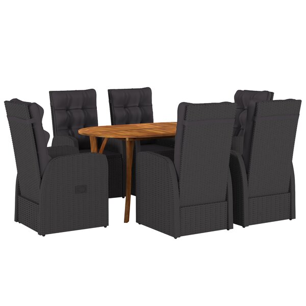 vidaXL Ensemble de salle à manger de jardin de 7 pièces avec coussins en poly rotin
