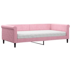 vidaXL Lit de jour avec matelas rose 100x200 cm velours