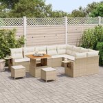 vidaXL Ensemble de canapé de jardin 12 Pièces Beige polyrotin