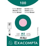 Paquet 100 Fiches Sous Film - Bristol Ligné Non Perforé 148x210mm - Rose - X 10 - Exacompta