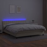 vidaXL Sommier tapissier et matelas et LED Crème 160x200 cm Similicuir