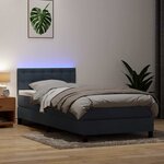 vidaXL Sommier à lattes de lit et matelas et LED gris foncé 90x220 cm velours