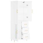 vidaXL Buffet haut Blanc 69 5x34x180 cm Bois d'ingénierie