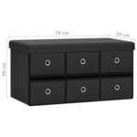 vidaXL Banc de rangement pliable Noir 76x38x38 cm Faux lin