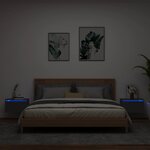 vidaXL Tables de chevet murales avec lumières LED 2 Pièces noir