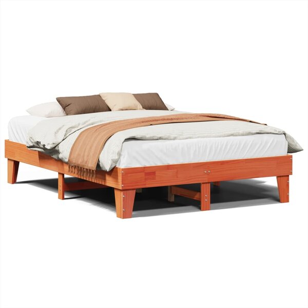 vidaXL Cadre de lit sans matelas cire marron 150x200cm bois pin massif