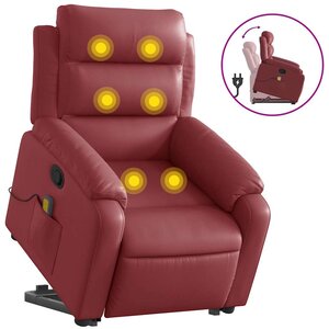 vidaXL Fauteuil inclinable de massage Rouge bordeaux Similicuir