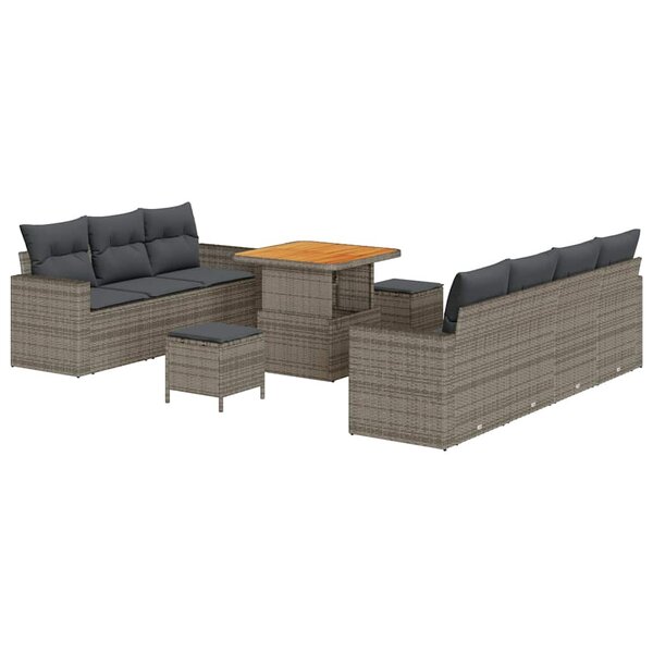 vidaXL Ensemble de canapé de jardin 10 Pièces Gris polyrotin