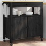 vidaXL Chariot de cuisine Uni Noir 84 x 40 x 88 5 cm