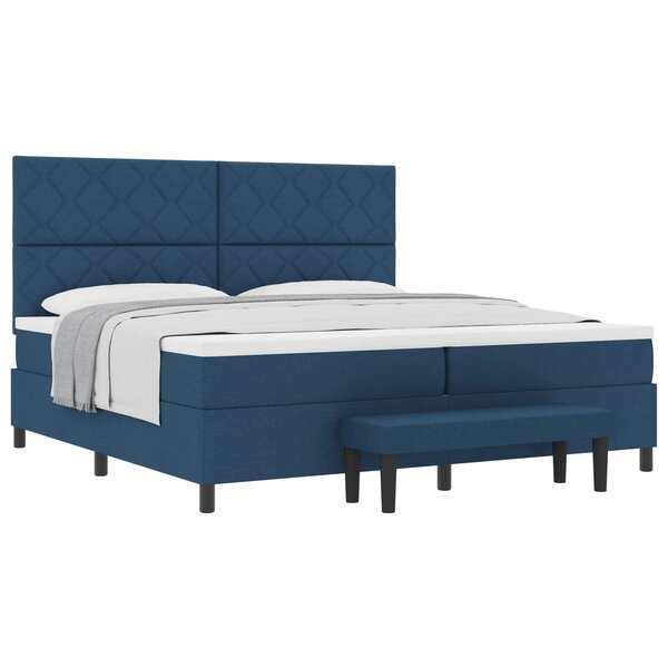 vidaXL Lit à ressorts avec matelas Bleu 200 x 200 cm tissu