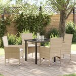 vidaXL Ensemble de salle à manger pour jardin 5 Pièces Beige Poly rotin