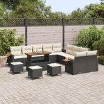 vidaXL Ensemble de canapé de jardin 14 Pièces Noir polyrotin