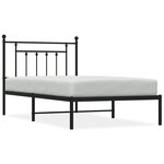 vidaXL Cadre de lit métal avec tête de lit noir 100x190 cm