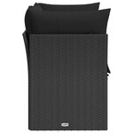 vidaXL Canapé de jardin avec coussins 2 places en polyrotin noir