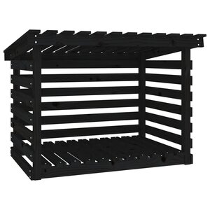 vidaXL Support pour bois de chauffage Noir 108x73x79 cm Bois de pin