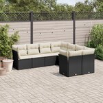 vidaXL Salon de jardin 8 Pièces avec coussins noir résine tressée