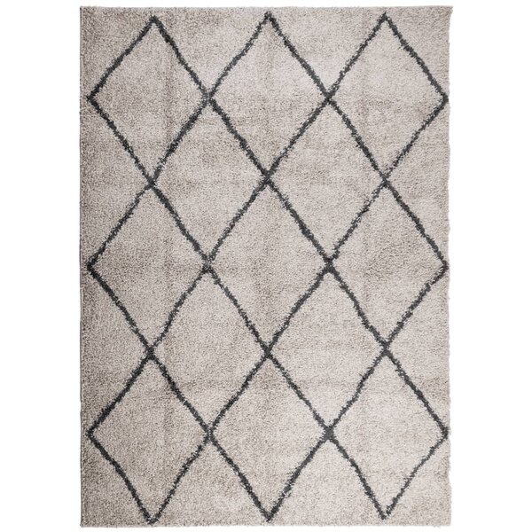 vidaXL Tapis shaggy à poils longs moderne beige anthracite 240x340 cm
