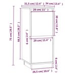 vidaXL Buffets 2 Pièces Gris 31 5x34x75 cm Bois massif de pin