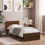 vidaXL Cadre de lit tête de lit et lumières LED chêne marron 90x190 cm