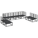 vidaXL Ensemble de canapé de jardin avec coussin 8 Pièces Noir Aluminium