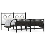 vidaXL Cadre de lit métal sans matelas avec pied de lit noir 135x190cm