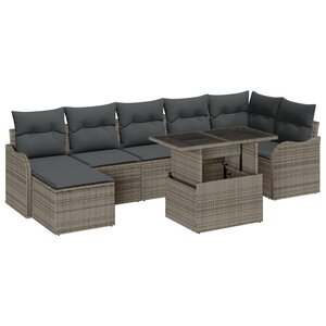 vidaXL Ensemble de Canapés de Jardin 8 pièces avec Coussins Gris Poly Rattan