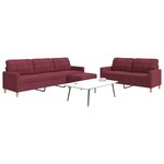 vidaXL Ensemble de canapés 3 Pièces avec repose-pied rouge bordeaux tissu