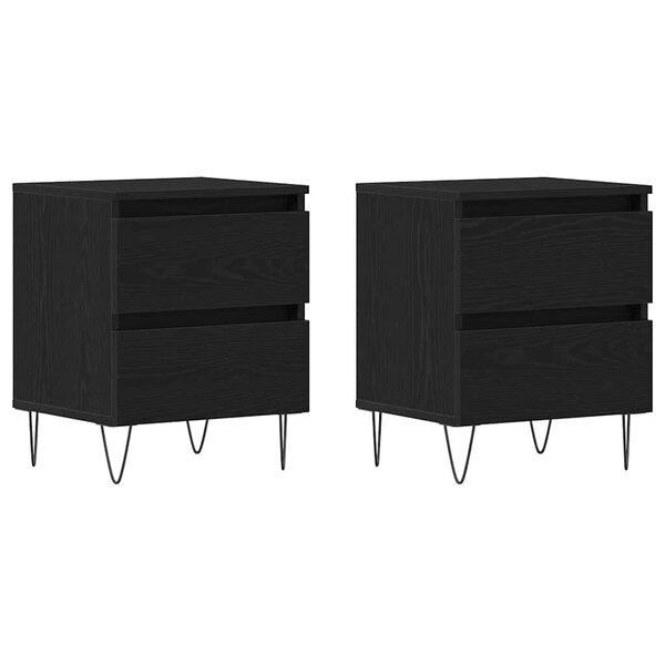 vidaXL Cabinet de chevet avec tiroir 2 Pièces Chêne noir 40 x 35 x 50 cm