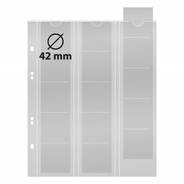 Feuilles numismatiques Multi-Collect pour 15 monnaies jusqu'à 42 mm. Intercalaires - Rouge