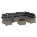 vidaXL Ensemble de canapé de jardin 9 Pièces Gris 297.5 x 187.5 x 85 cm