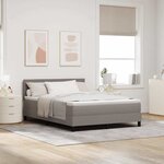 vidaXL Lit à ressorts avec tête de lit Taupe 140 x 200 cm tissu