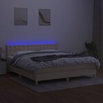 vidaXL Sommier à lattes de lit avec matelas LED Crème 180x200 cm Tissu