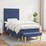 vidaXL Sommier à lattes de lit avec matelas Bleu 90x200 cm Tissu